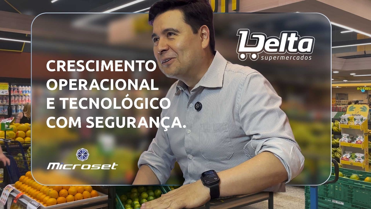 Diretor da Delta Supermercados em entrevista dentro da loja
